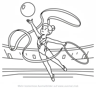 Turnen mit Ball und Reifen Ausmalbild