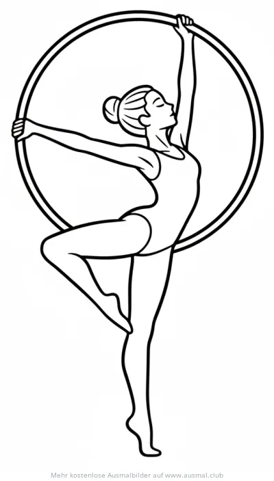 Turnerin mit Reifen Ausmalbild