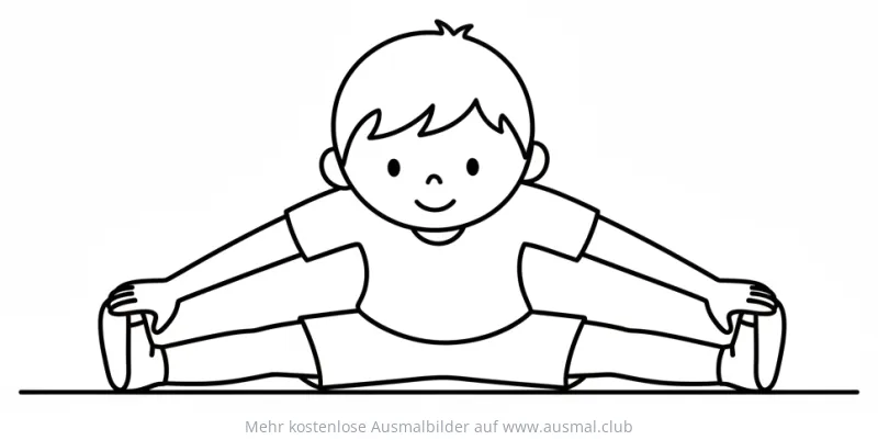 Junge dehnt sich - Spreizübung Ausmalbild