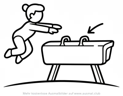 Turner springt auf Pauschenpferd Ausmalbild