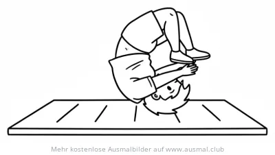 Kind macht Rolle auf Turnmatte Ausmalbild