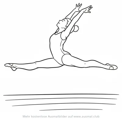Turner Sprung mit Spagat Ausmalbild