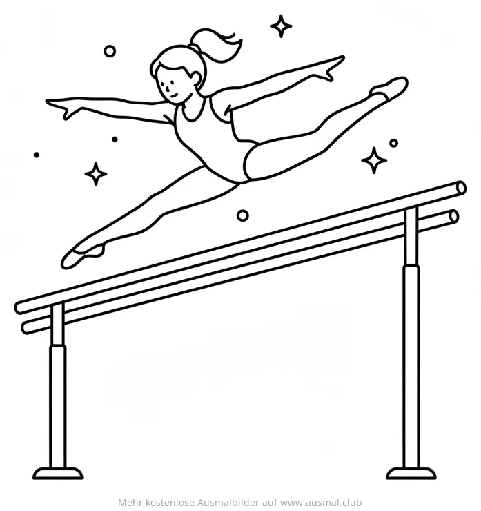Turnerin am Stufenbarren Ausmalbild