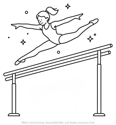 Turnerin am Stufenbarren Ausmalbild