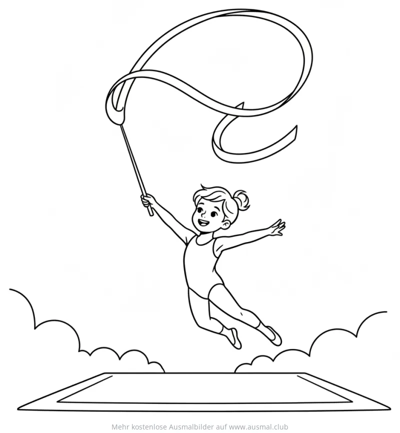 Mädchen bei Bandgymnastik Ausmalbild