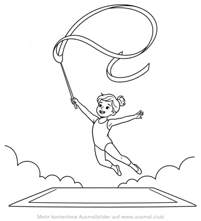 Mädchen bei Bandgymnastik Ausmalbild