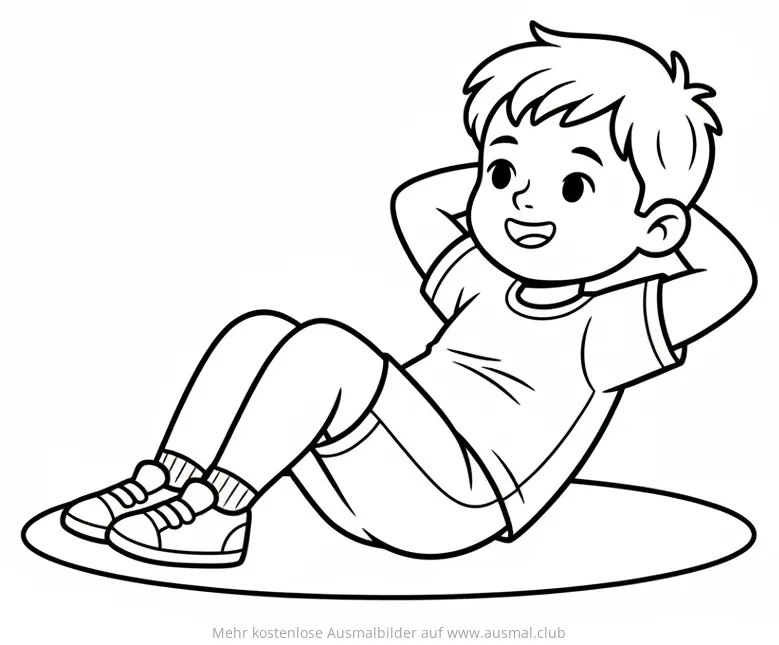Junge macht Situps Ausmalbild