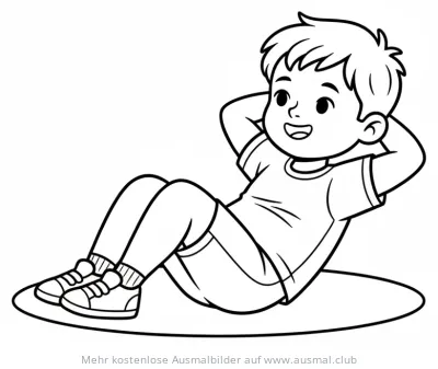 Junge macht Situps Ausmalbild