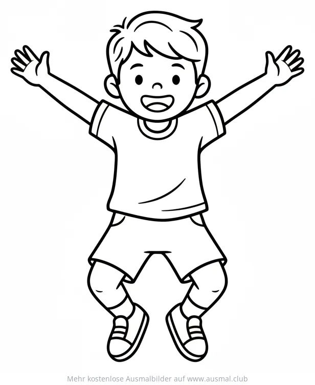 Hampelmann Junge springend Ausmalbild