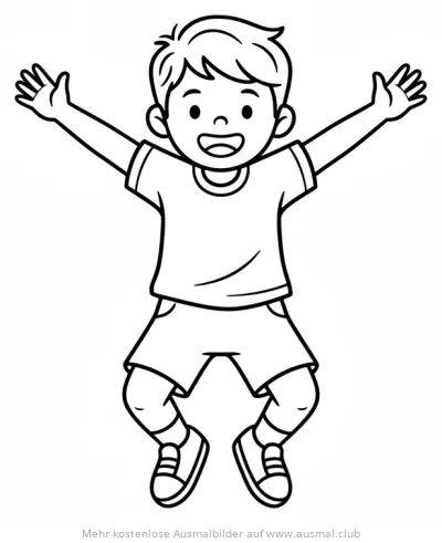 Hampelmann Junge springend Ausmalbild