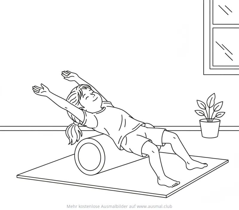 Mädchen mit Faszienrolle Ausmalbild