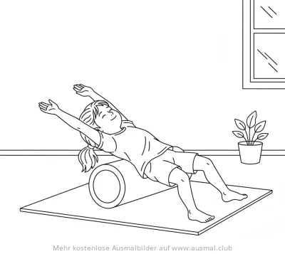 Mädchen mit Faszienrolle Ausmalbild