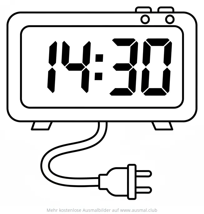 Digitaluhr zeigt 14:30 Uhr Ausmalbild