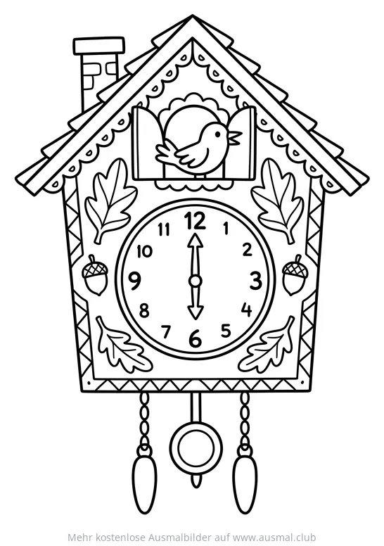 Kuckucksuhr mit Vogel Ausmalbild