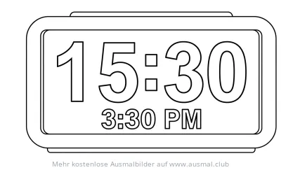 Digitaluhr zeigt 15:30 Ausmalbild
