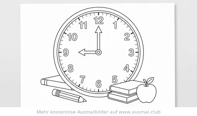 Uhrzeit 9 Uhr Schulbeginn Ausmalbild