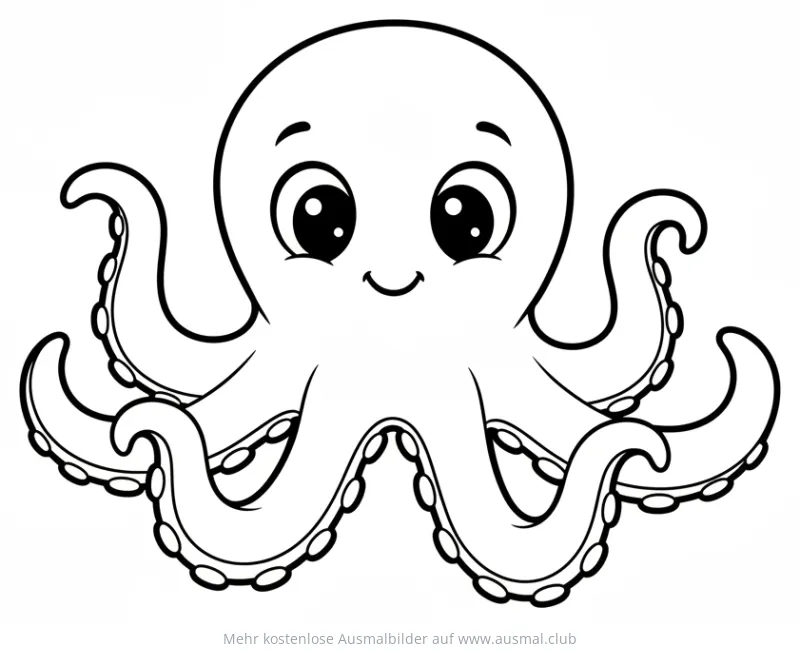 Freundlicher Oktopus Ausmalbild mit großen Augen