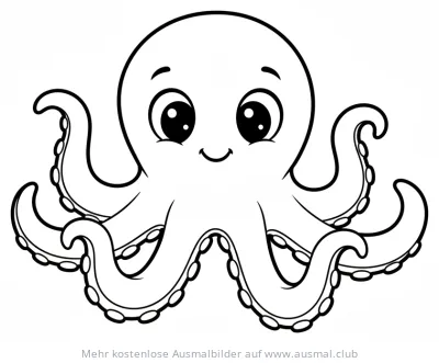 Freundlicher Oktopus Ausmalbild mit großen Augen