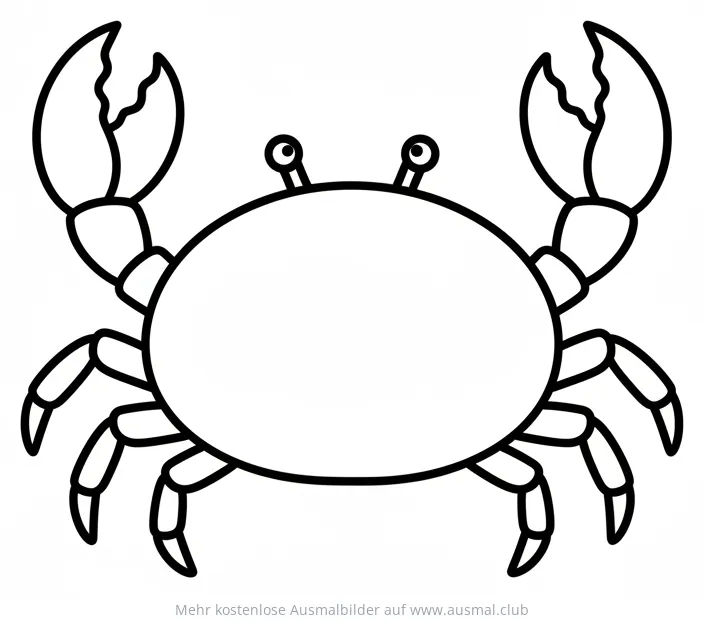 Krabbe Ausmalbild mit großen Scheren und Augen