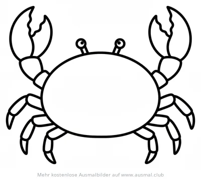Krabbe Ausmalbild mit großen Scheren und Augen