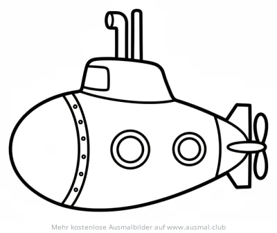 U-Boot Ausmalbild mit Bullaugen und Propeller