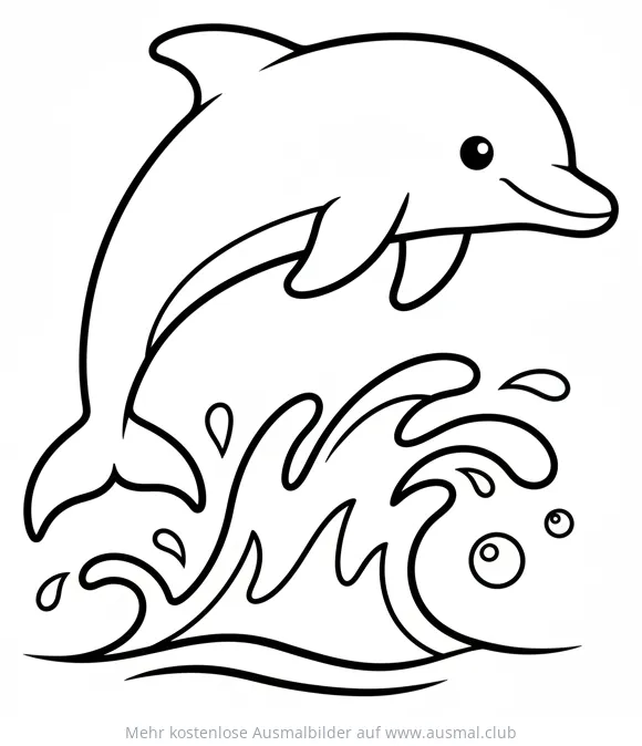 Delfin springt aus dem Wasser Ausmalbild