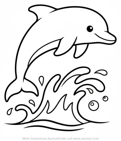 Delfin springt aus dem Wasser Ausmalbild