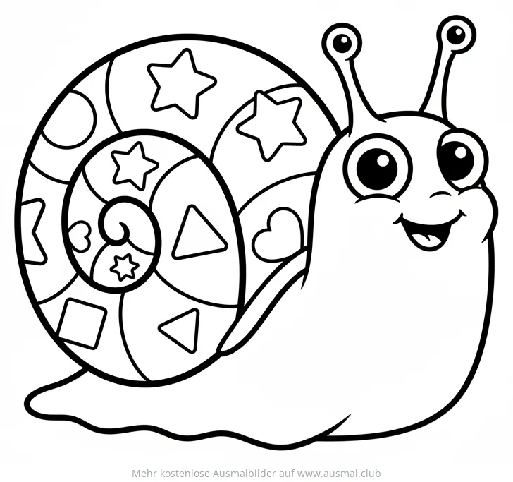 Freundliche Meeresschnecke mit detailreichem Schneckenhaus Ausmalbild