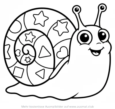 Freundliche Meeresschnecke mit detailreichem Schneckenhaus Ausmalbild