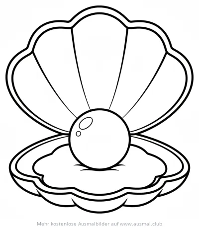 Auster mit Perle Ausmalbild