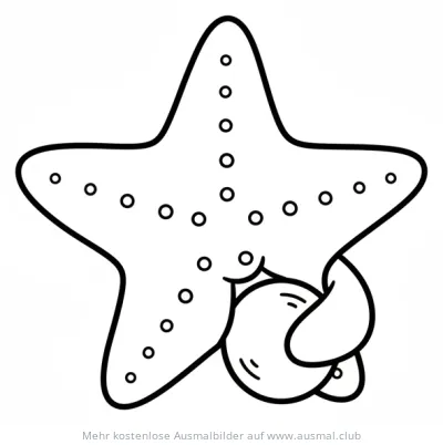 Seestern frisst Muschel Ausmalbild