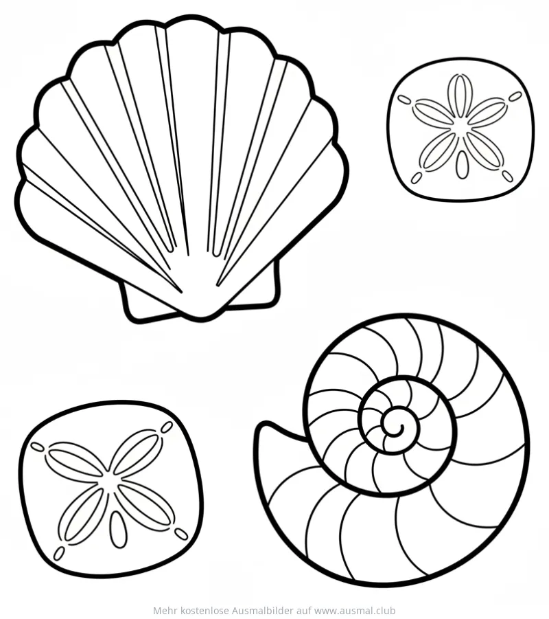 Muscheln und Seeigel-Skelette Ausmalbild