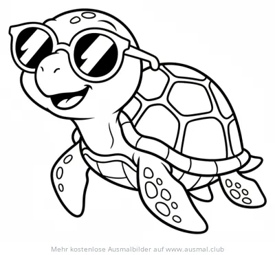 Schildkröte mit Sonnenbrille Ausmalbild