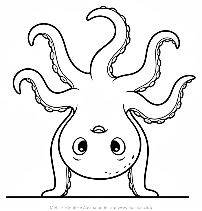 Oktopus macht Handstand Ausmalbild