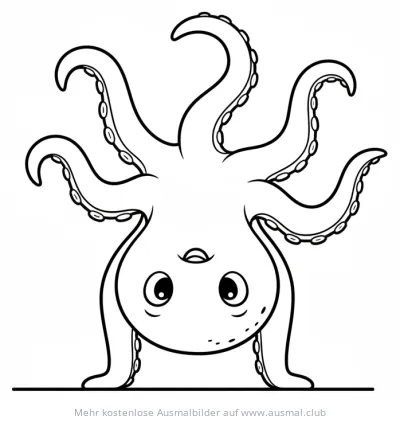 Oktopus macht Handstand Ausmalbild