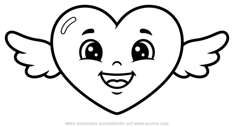 Herz mit Flügeln Ausmalbild