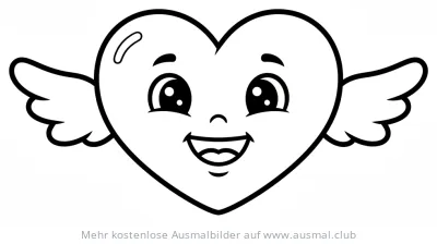 Herz mit Flügeln Ausmalbild