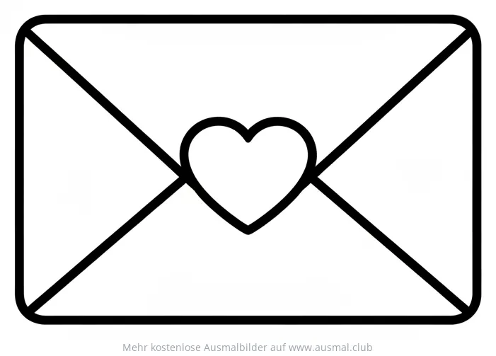 Briefumschlag mit Herz Ausmalbild