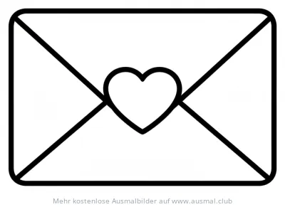 Briefumschlag mit Herz Ausmalbild