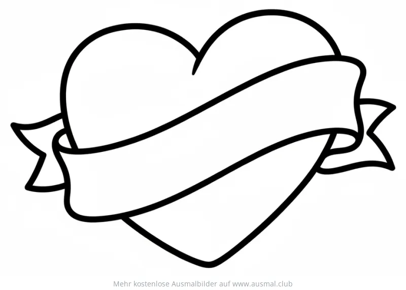Herz mit Banner Ausmalbild zum Valentinstag