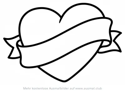 Herz mit Banner Ausmalbild zum Valentinstag