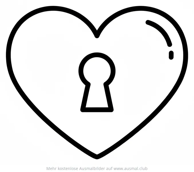 Herz mit Schlüsselloch Ausmalbild