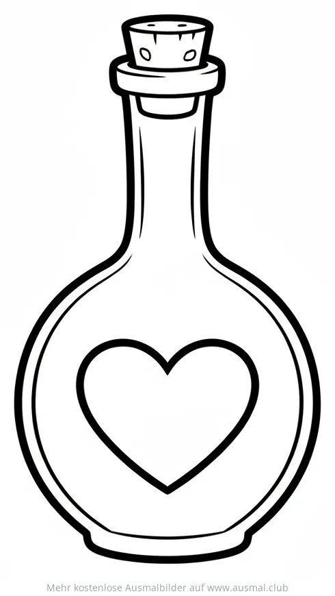 Liebestrank Flasche mit Herz Ausmalbild