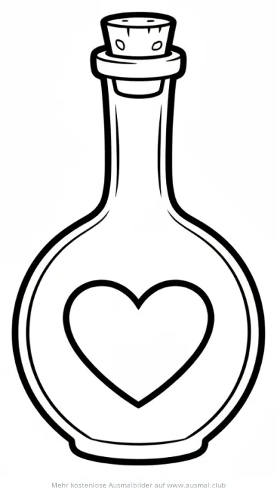 Liebestrank Flasche mit Herz Ausmalbild