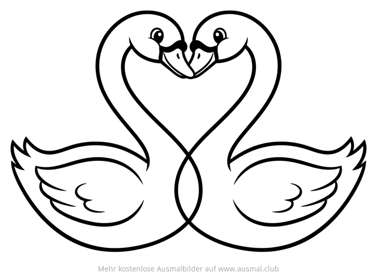 Schwäne Herz Ausmalbild