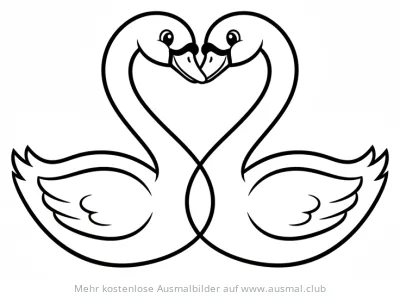Schwäne Herz Ausmalbild
