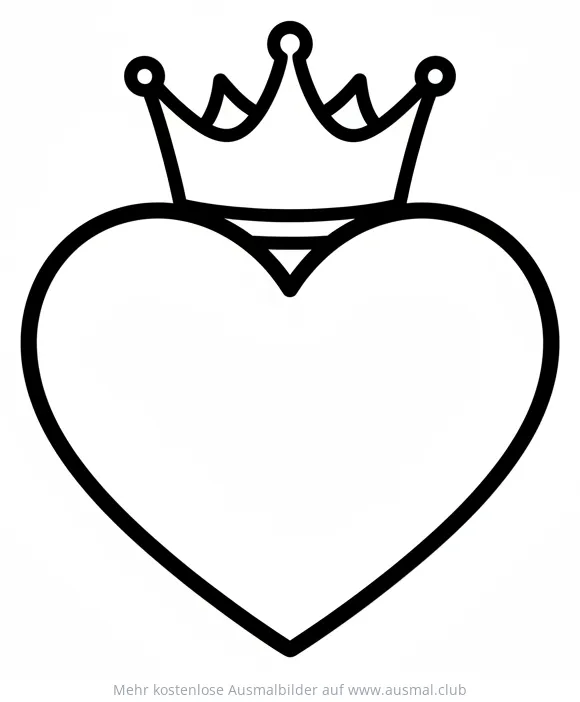 Herz mit Krone Ausmalbild