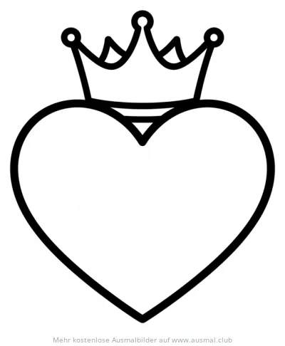 Herz mit Krone Ausmalbild
