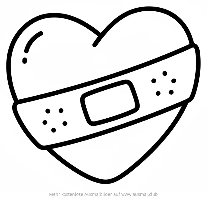 Herz mit Pflaster Ausmalbild