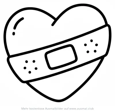 Herz mit Pflaster Ausmalbild